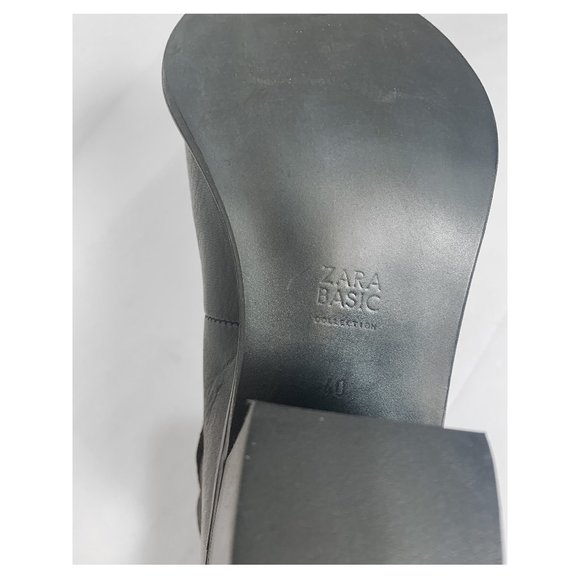 ZARA Mid Block Heel Leather Ankle Boots - Picture 4 of 5